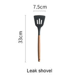 Silicone Kitchen Tools Cooking Sets Soup Spoon Spatula Non-stick Shovel with Wooden Handle Special Heat-resistant Design