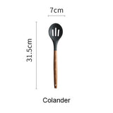 Silicone Kitchen Tools Cooking Sets Soup Spoon Spatula Non-stick Shovel with Wooden Handle Special Heat-resistant Design