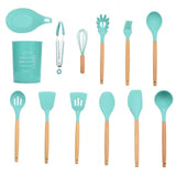 12PCS Silicone Kitchenware Cooking Utensils Set Heat Resistant Kitchen Non-Stick Cooking Utensils Baking Tools With Storage Box