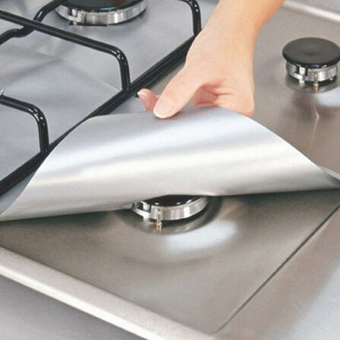 4Pcs Reusable Foil Gas Hob Range Stovetop Burner Protector Liner Cover For Cleaning Kitchen Tools