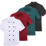 Men Chef Jacket Catering Tunic Summer Work Wear Clothes Hat Restaurant Uniforrms Shirts Coat Botton Women Kitchen Cook Clothing