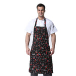 Adult Restaurant Work Wear Food Service Kitchen Cook Clothing Print Lace Mens Women Chef Sushi Uniform White Pliester Aprons