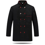 Free Logo Printing Unisex Chef Uniform Food Service Cook Jacket Coat Solid Man Kitchen Restaurant Bakery Clothing Shirt