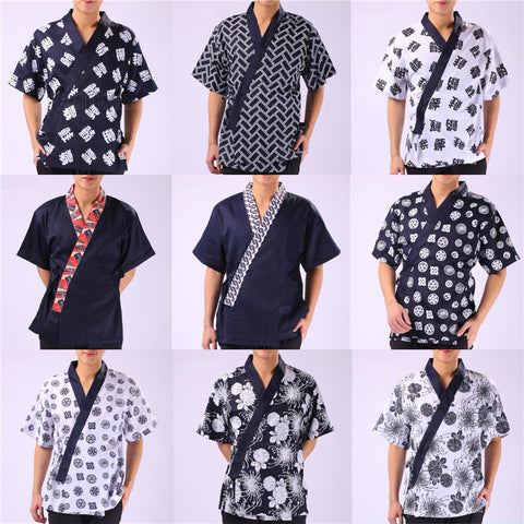 17Color Sushi Restaurant Work Wear Chef Uniforms Food Service Print Short sleeve Japanese Style Kitchen Cook Jacket Clothing