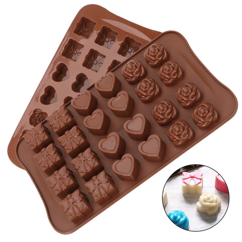 Silicone Cake Mold Rose Loving Heart Shapes Jelly and Candy Mold Silicone Chocolate Mold Non-Stick 3D Food Mold