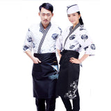 Cook Uniforms Japanese Sushi Chef Coat Restaurant Clothing Print Long Sleeve Kimono Cuisine Kitchen Work Wear Food Service