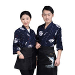 Cook Uniforms Japanese Sushi Chef Coat Restaurant Clothing Print Long Sleeve Kimono Cuisine Kitchen Work Wear Food Service