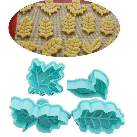 3D christmas decorations Fondant Biscuits Mold Plastic cake Mould Leaves Shape Food Grade Bakeware Baking Cooking Tools