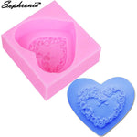 Sophronia Love Heart Rose Wedding decoration silicone soap mold fondant sugar cooking tools mould DIY cake S039,7.2*6.5*2.5cm