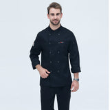 Black Long Sleeve Master Cook Work Uniforms Restaurant Hotel BBQ Kitchen High Quality Workwear Clothing Food Service Chef Tops